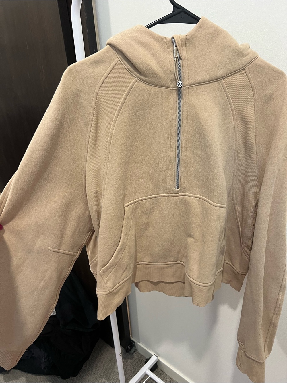 lululemon athletica Half-Zip Crop Hooded Jacket in Beige